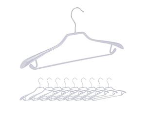 Relaxdays Perchas para Trajes, Varilla Pantalones, Gancho Colgar Falda, Colgador Metal y PVC, 19x45x3,5cm, Gris Claro, 10 Unidades