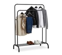 Relaxdays Perchero 2 barras con estante negro