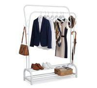 Relaxdays Perchero 2 barras y 2 estantes blanco