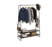 Relaxdays Perchero 2 estantes marrón oscuro,negro