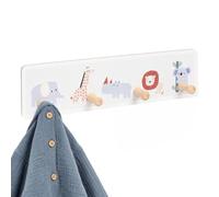 Relaxdays Perchero, 4 Ganchos, Elefante, Jirafa, hipopótamo, león, Koala | MDF, pino, incluye tornillería, habitación infantil, cuarto de bebé, pasillo, perchero de pared