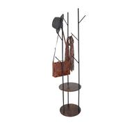 Relaxdays Perchero, 8 ganchos, 2 estantes, H x P: 175 x 40 cm, perchero, hierro y MDF, negro/marrón oscuro