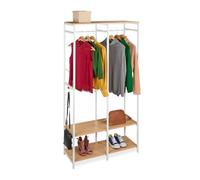 Relaxdays Perchero, abierto, armario, estantes y barra, HBT: 180 x 94,5 x 40 cm, perchero, metal, blanco/madera