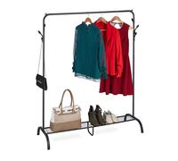 Relaxdays Perchero Burro Metálico, Balda, 6 Ganchos, Barra Perchas Dormitorio, 145x132x44 cm, de Pie, Color Negro, Acero