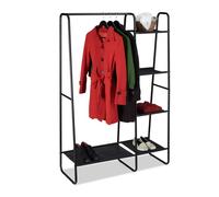 relaxdays Perchero Burro 5 Estantes, Recibidor, Dormitorio, Armario Abierto, Metal-Plástico, 1 Ud., 150x100x40 cm, Negro