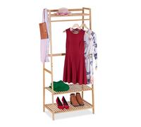 Relaxdays Perchero burro de bambú con 3 estantes marrón claro