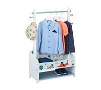 Relaxdays Perchero Burro Infantil, 101x71x30 cm, Estantería Niños, 2 Baldas, 4 Ganchos, Organizador Ropa, Multicolor