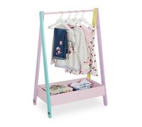 Relaxdays Perchero Burro Infantil, Colgador de Ropa para Niños, con Balda, 99 x 64,5 x 42 cm, Colores Pastel, Multicolor, Tablero de Fibras