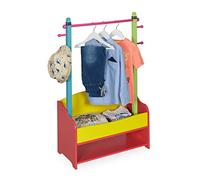 Relaxdays Perchero Burro Infantil, Colgador de Ropa para Niños, 2 Baldas, 100,5 x 71 x 30 cm, Colores Pastel, Multicolor, Tablero de Fibras