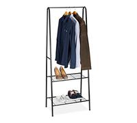 Relaxdays Clothes Rail Perchero Burro Sandra con 2 Estantes y Barra para Ropa, Metálico, Acero, 160 x 61,5 x 38 cm, Negro