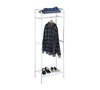 Relaxdays Perchero Burro Sandra con Estantes y Barra para Colgar Ropa, Acero, 166 x 60,5 x 38 cm, Blanco