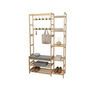 Relaxdays Perchero con banco&ganchos marrón claro,negro,gris