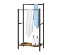 Relaxdays Perchero con Estante Industrial, 81.5x42x24 cm, 2 Barras, Marrón Oscuro/Negro