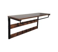 Relaxdays Perchero de pared 10 ganchos y estante marrón,negro