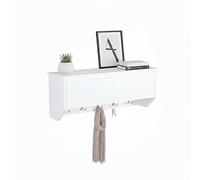 Relaxdays Perchero de pared, 5 ganchos, con almacenamiento, 30 x 78 x 20 cm, moderno, estante para pasillo, MDF, blanco