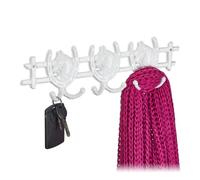 Relaxdays Perchero de pared blanco diseño caballos blanco