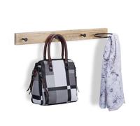 Relaxdays Perchero de pared con aro para fulares marrón claro,negro