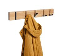 Relaxdays Perchero de pared con ganchos abatibles marrón claro,negro