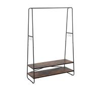Relaxdays Perchero de pie con 2 estantes, 6 Ganchos y Barra para Ropa, 160x100x45 cm, marrón-Negro