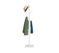 Relaxdays Perchero de Pie, Forma Árbol, 177 x 30 x 30 cm, 8 Ganchos, Colgador 3 Alturas, Madera Caucho y MDF, Blanco