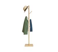 Relaxdays Perchero de Pie, Forma Árbol, 177 x 30 x 30 cm, 8 Ganchos, Colgador 3 Alturas, Madera Caucho y MDF, Natural, Tablero de Fibras