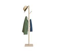 Relaxdays Perchero de Pie, Forma Árbol, 177 x 30 x 30 cm, 8 Ganchos, Colgador 3 Alturas, Madera Caucho y MDF, Beige, Tablero de Fibras