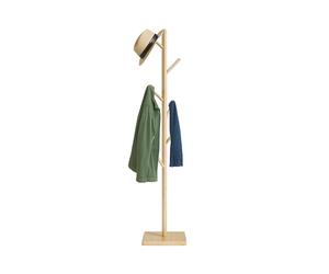 Relaxdays Perchero de Pie, Forma Árbol, 177 x 30 x 30 cm, 8 Ganchos, Colgador 3 Alturas, Madera Caucho y MDF, Natural