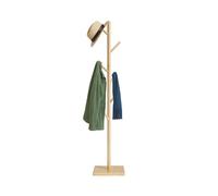 Relaxdays Perchero de Pie, Forma Árbol, 177 x 30 x 30 cm, 8 Ganchos, Colgador 3 Alturas, Madera Caucho y MDF, Natural, Tablero de Fibras