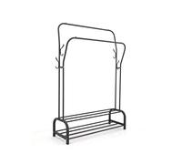 Relaxdays perchero doble, Al x An x F: 146 x 110 x 33 cm, 2 estantes, 2 barras, 8 ganchos, negro