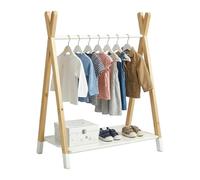 Relaxdays Perchero Infantil, (Al x An x Prof): 100 x 80 x 40 cm, Barra para Colgar, Madera de Pino, Natural/Blanco