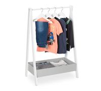 Relaxdays Perchero Burro Infantil, 99 x 63,5 x 42 cm, Armario para Niños con Balda, Organizador Ropa, Blanco y Gris, Madera