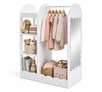 Relaxdays Perchero Infantil con Espejo, 5 Compartimentos y Barra, Blanco | (Al x An x Fon) 100 x 94 x 38 cm, perchero infantil