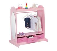 Relaxdays Perchero Infantil, 5 Compartimentos, Colgador de Ropa Niñas, con Gancho y Espejo, 107 x 97,5 x 61 cm, Rosa, Tablero de Fibras