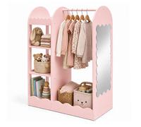 Relaxdays Perchero infantil con espejo rosa