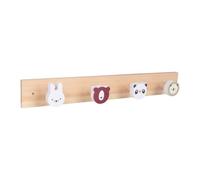 Relaxdays perchero infantil de animales, barra con 4 ganchos, multicolor | 5 x 36 x 5 cm, madera/MDF