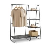 Relaxdays Perchero metal, 5 estantes, barra para colgar, (H x B x T): 150 x 100 x 39 cm, abierto, negro