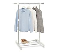 Perchero móvil Relaxdays, Perchero con Estante, Altura Ajustable 97-165 cm, Anchura 92-160 cm, Plata/Blanco