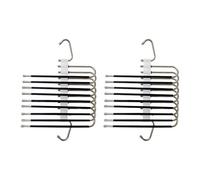 Relaxdays Perchero múltiple para Pantalones, Set de 2, 9 Brazos, Antideslizante, Compacto, Metal, Plateado/Negro, Plástico, Acero Inoxidable, 33 x 249 x 9 cm, 2