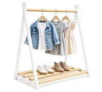 Relaxdays Perchero Infantil, Madera de Pino, Barra y Estante, 111,5 x 112 x 48 cm, Dormitorio Infantil, Natural/Blanco