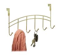Relaxdays Perchero para puerta curvo con 6 ganchos oro