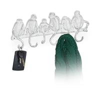 Relaxdays Perchero pared blanco diseño de monos blanco,negro