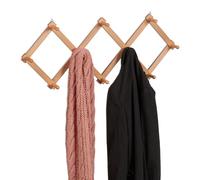 Relaxdays Perchero pared extensible 10 ganchos marrón claro