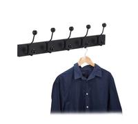Relaxdays Perchero pared negro con 5 colgadores negro