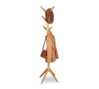 Relaxdays Perchero pie de bambú marrón claro