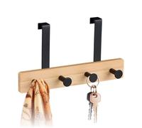 Relaxdays Perchero puerta con 4 ganchos marrón claro,negro