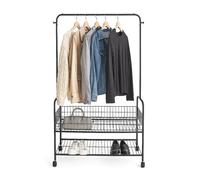 Relaxdays Perchero rodante con 2 estantes negro