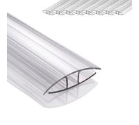 Relaxdays Perfil H para Paneles alveolares, Set de 9, 6-8 mm, Resistente a UV e Intemperie, 121 cm, policarbonato Claro