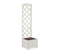 relaxdays Pérgola de jardín, Enrejado de Madera, Decoración de Exterior, Macetero, 25 L, 145,5 cm, Blanco