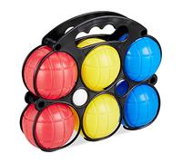 Relaxdays Niños, Multicolor, 19 x 22 x 7 cm Petanca 6 Bolas, Boliche y Estuche, Plástico