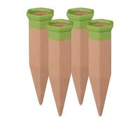 Relaxdays Picos de Riego Arcilla, Set 4, Conos Riego para Botellas Plástico 1,5 l, para Macetas y Tiestos, Terracota